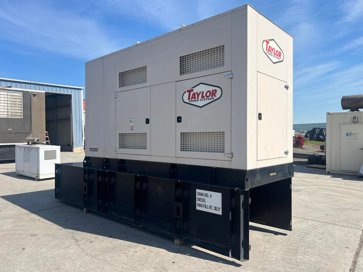 250 kW Taylor Generator, with Sound Attenuated Enclosure and Base Fuel Tank 6.6 CAT/Perkins Engine, Year – 2016, 361 Hours
