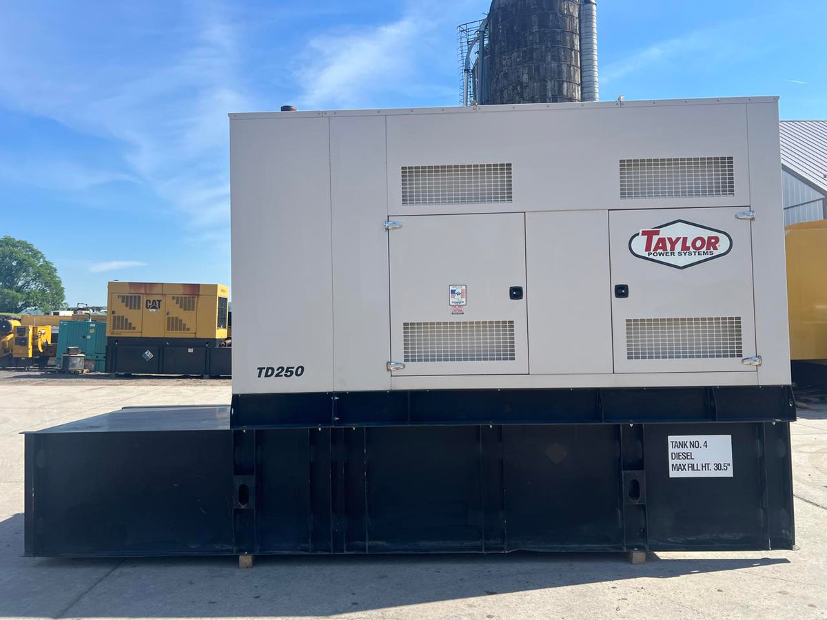 250 kW Taylor Generator, with Sound Attenuated Enclosure and Base Fuel Tank 6.6 CAT/Perkins Engine, Year – 2016, 361 Hours