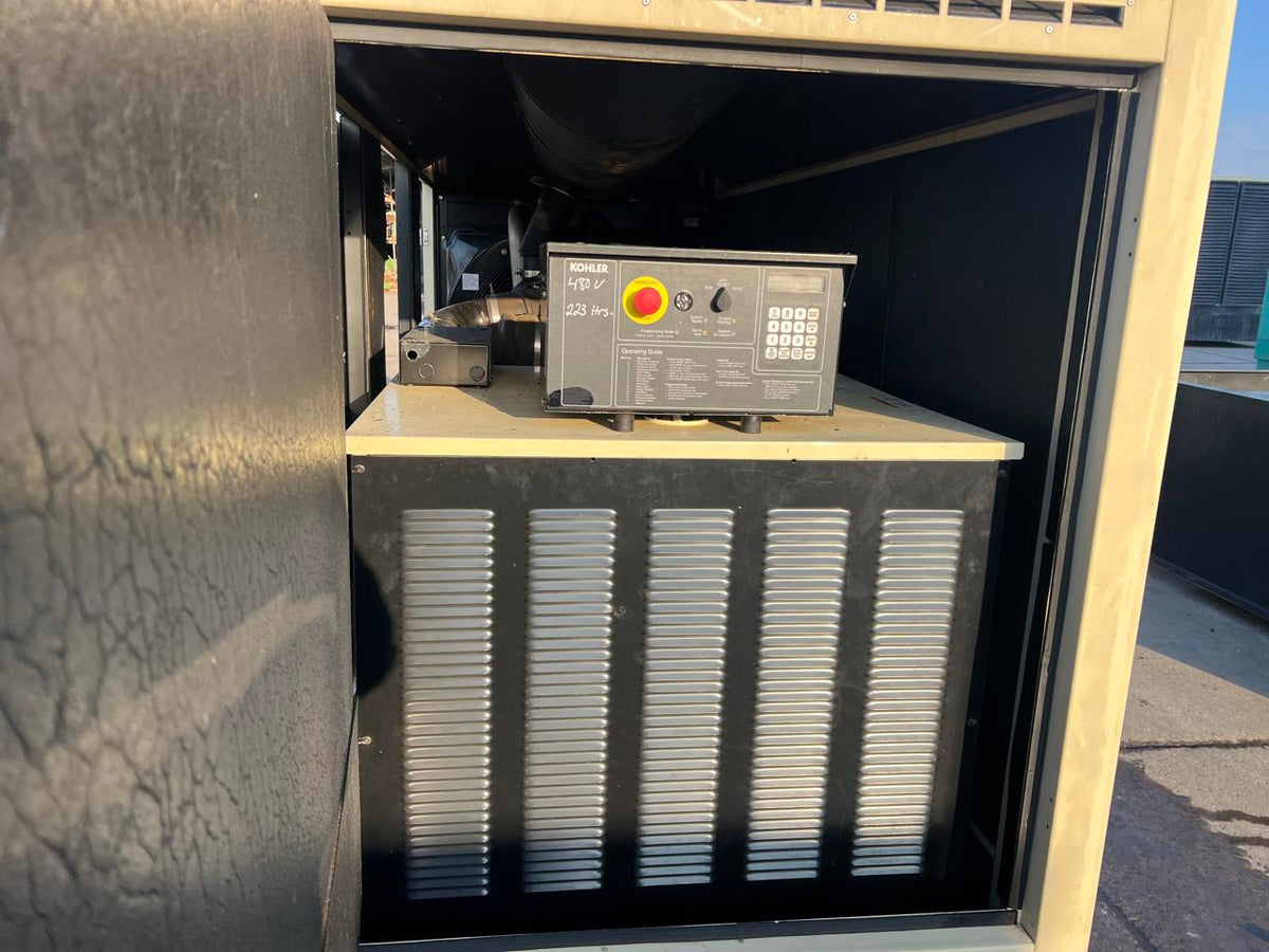 255 kW Kohler Generator, with Sound Attenuated Enclosure and Base Fuel Tank, 9.0 Liter John Deere Engine, Year – 2010, 223 Hours, US EPA Tier 3 Pre Emission Flex Engine