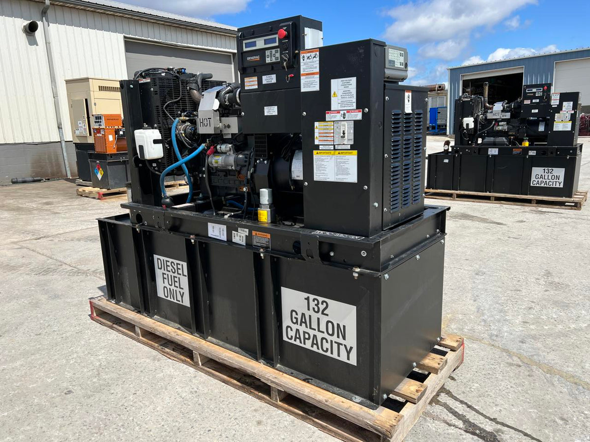 30 kW Generac Generator Set, Year 2015, 154 Hours, Base Fuel Tank, US EPA Tier 3