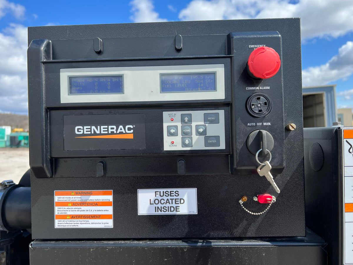 30 kW Generac Generator Set, Year 2014, 195 Hours, Base Fuel Tank, US EPA Tier 3