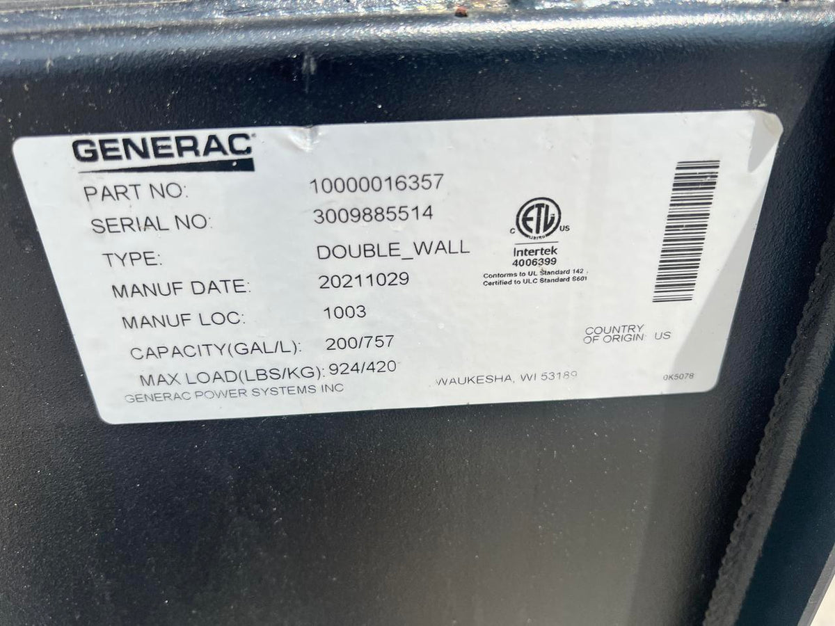 30 kW New Surplus Generac Generator, with Sound Attenuated Enclosure and Base Fuel Tank, Perkins Engine, Year – 2021, Some Factory Warranty Remaining