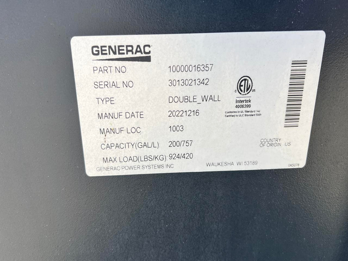 30 kW Generac New Surplus Generator, with Sound Attenuated Enclosure and Base Fuel Tank, 404 Perkins Engine, Year – 2022