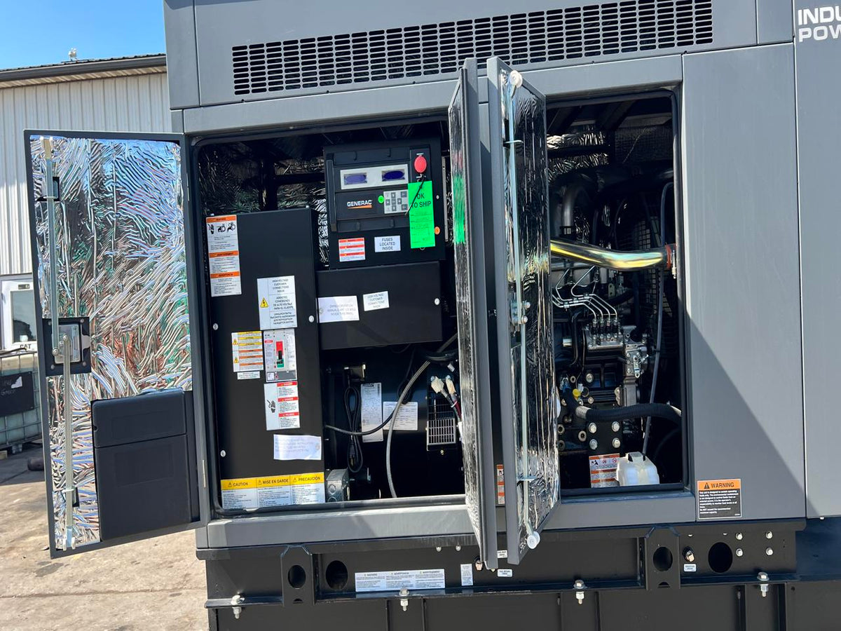 30 kW Generac New Surplus Generator, with Sound Attenuated Enclosure and Base Fuel Tank, 404 Perkins Engine, Year – 2022