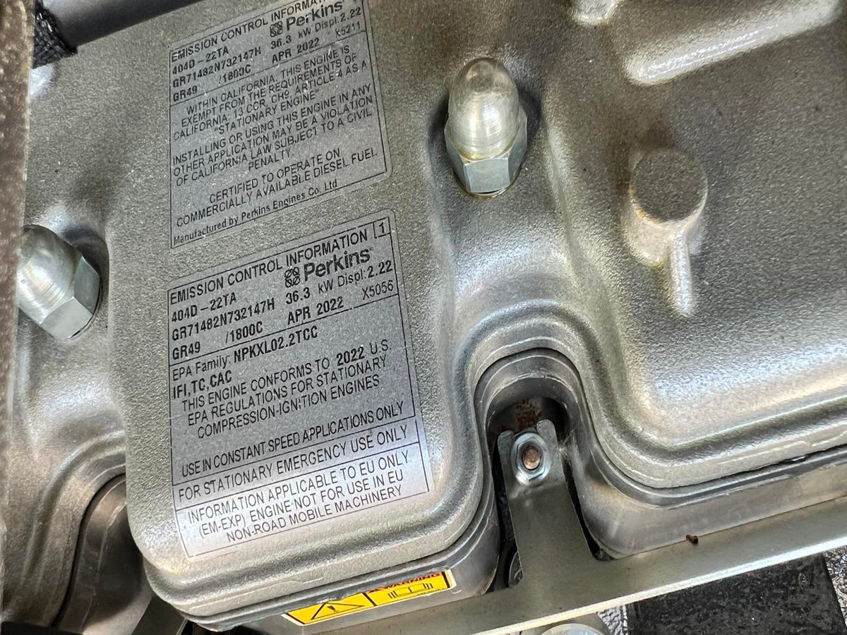 30 kW Generac New Surplus Generator, with Sound Attenuated Enclosure and Base Fuel Tank, 404 Perkins Engine, Year – 2022