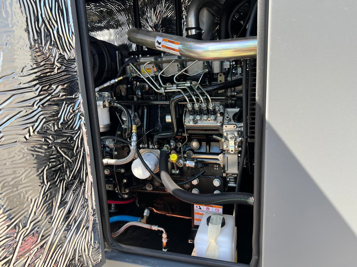 30 kW New Surplus Generac Generator, with Sound Enclosure and Base Fuel Tank, 404 Perkins Engine, Year – 2021