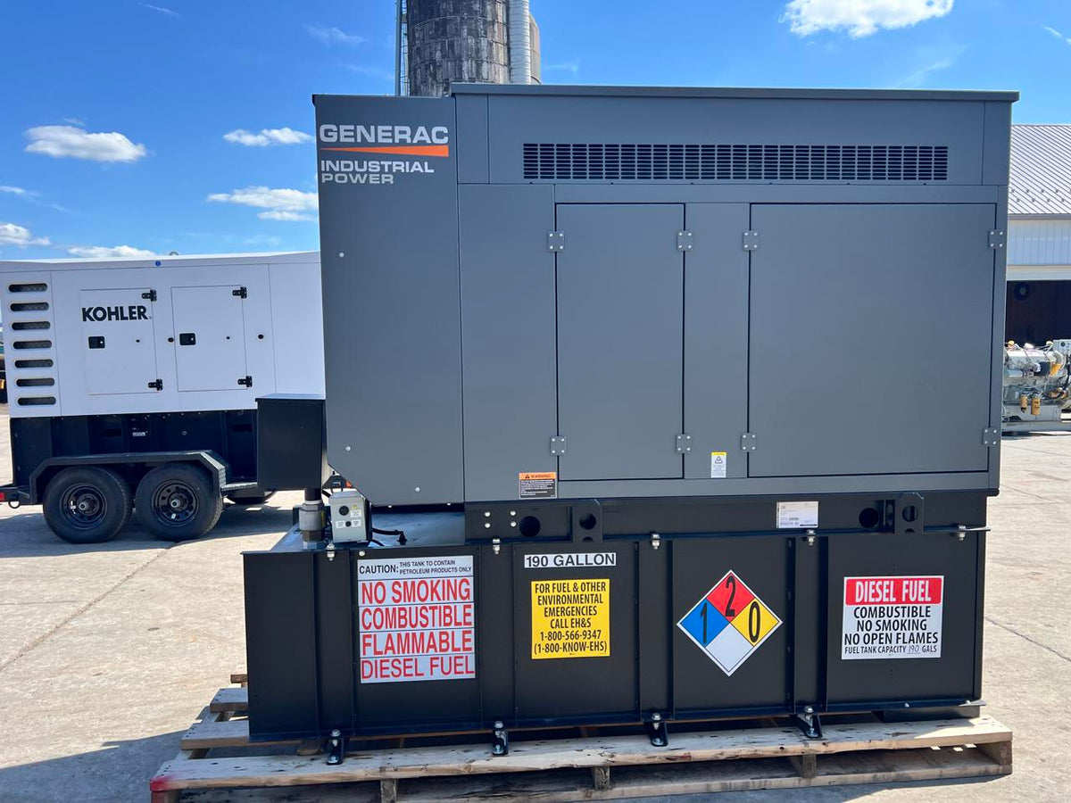 30 kW New Surplus Generac Generator, with Sound Enclosure and Base Fuel Tank, 404 Perkins Engine, Year – 2021