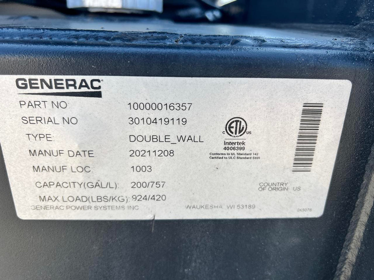 30 kW New Surplus Generac Generator, with Sound Enclosure and Base Fuel Tank, 404 Perkins Engine, Year – 2021