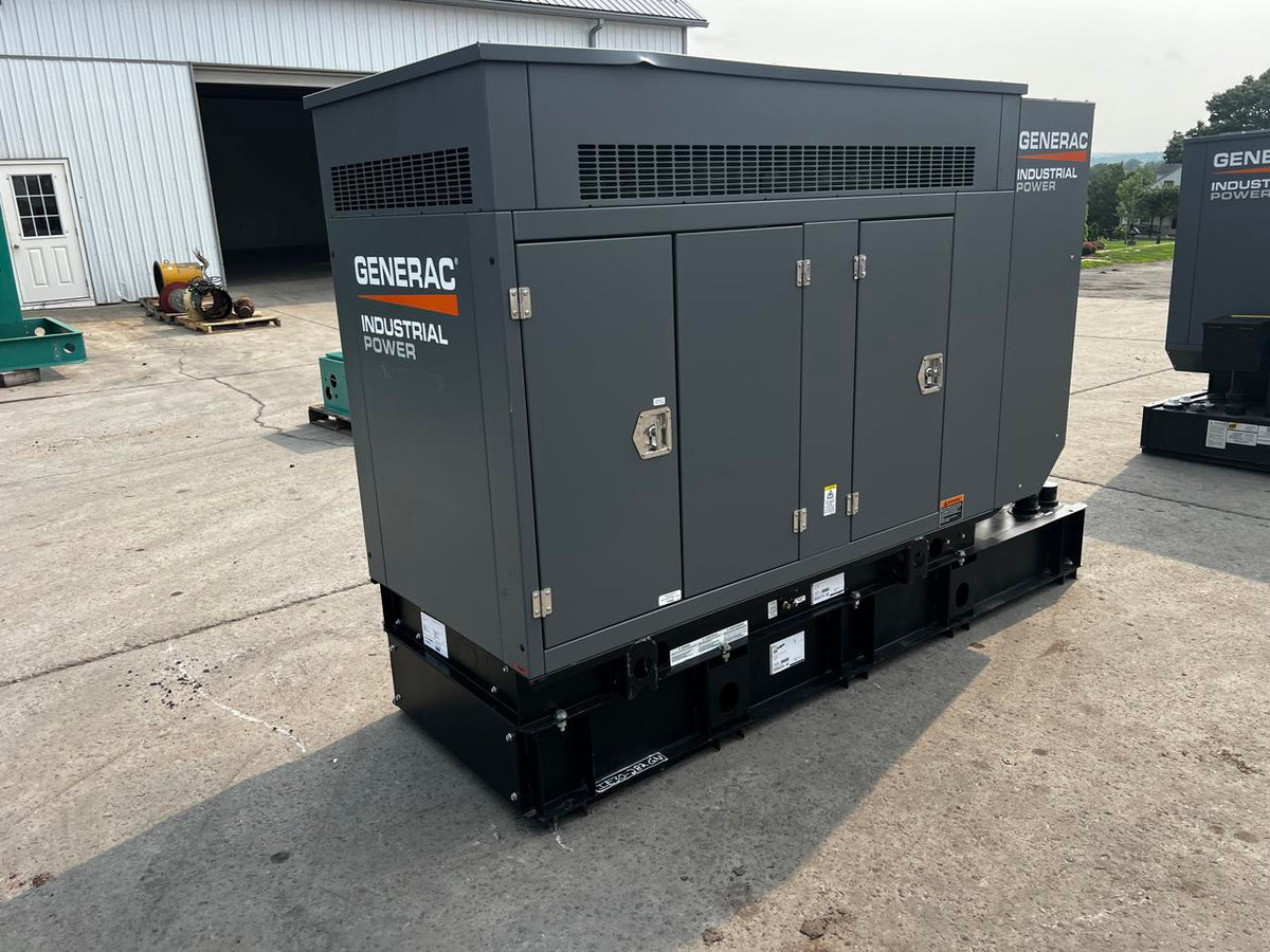 30 kW Generac Generator with Sound Attenuated Enclosure and Base Fuel Tank, Perkins Engine, Year – 2021, New Surplus, Pre Emissions