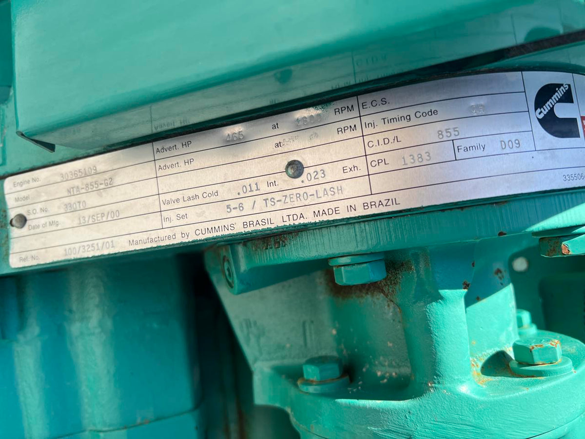 300 kW Cummins/Onan Generator, NTA 855 Diesel Engine, Year – 2000, 411 Hours