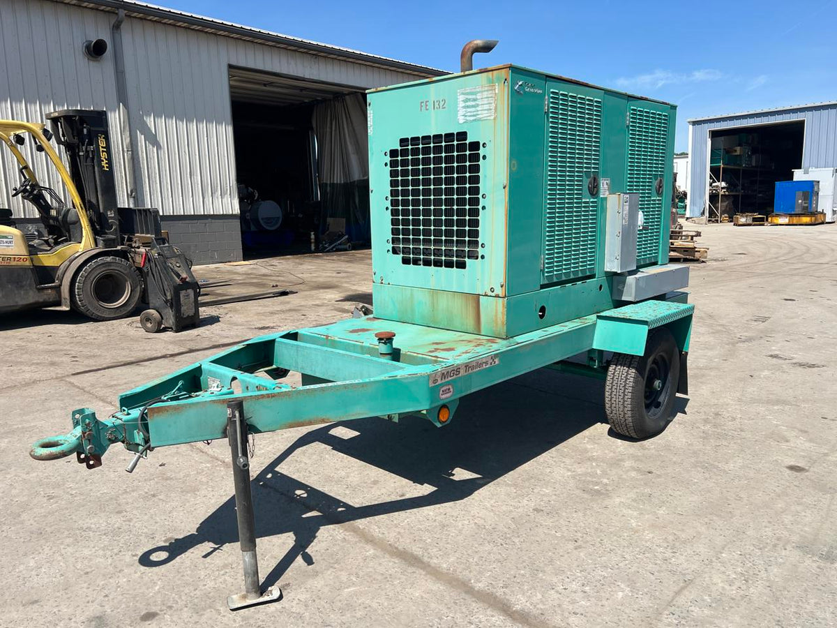 35 kW Cummins/Onan Portable GenSet with Enclosure and Base Fuel Tank, 3.3 Liter Cummins Engine, Year – 2002, 451 Hours