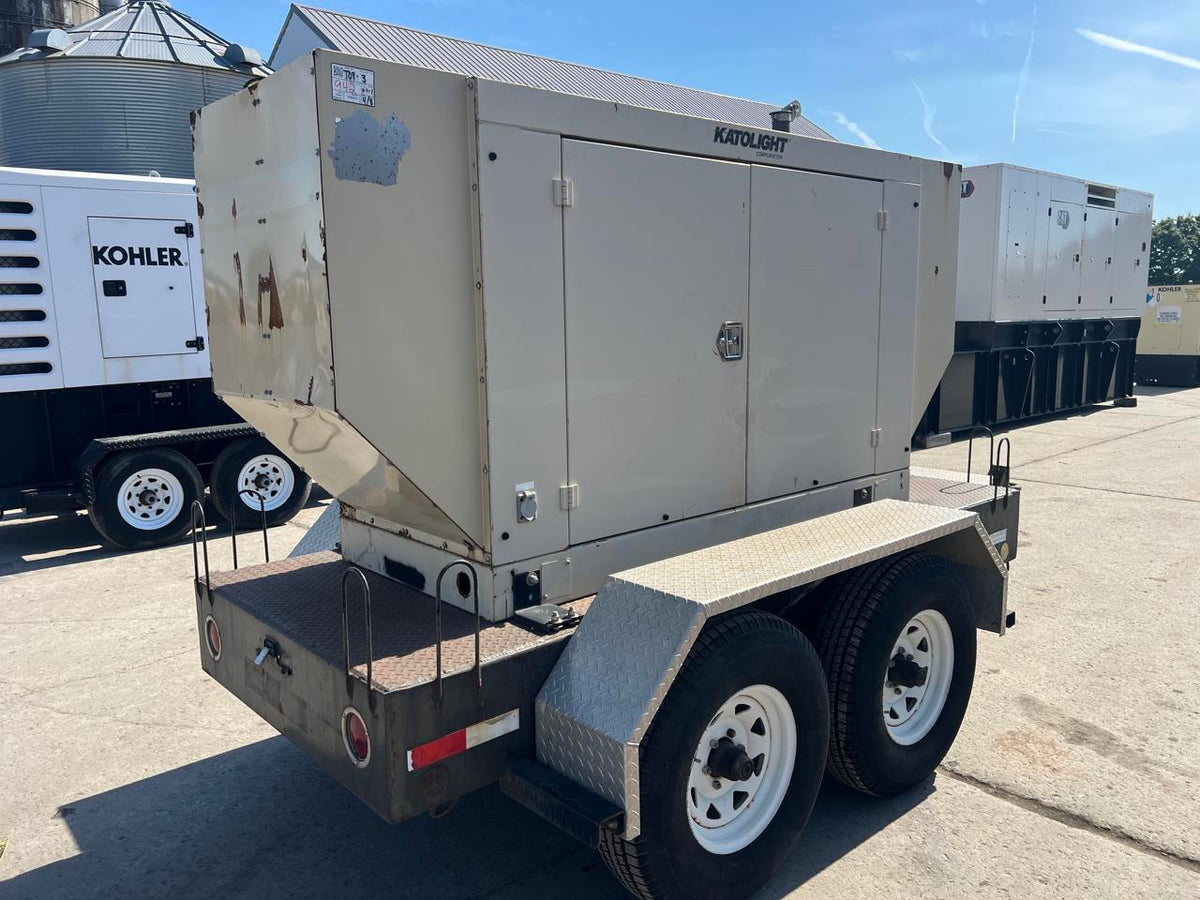 40 kW Katolight Portable Generator, 3.0 Liter John Deere Engine, Year – 2005, 264 Hours, Sound Attenuated Enclosure and Base Fuel Tank