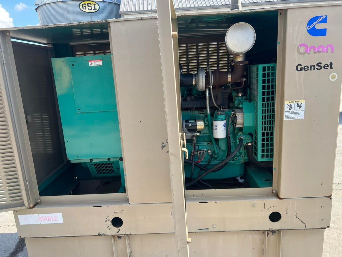 50 kW Cummins/Onan Generator, with Enclosure and Base Tank 3.9 Cummins Engine, Enclosed, Year – 1998, 1247 Hours