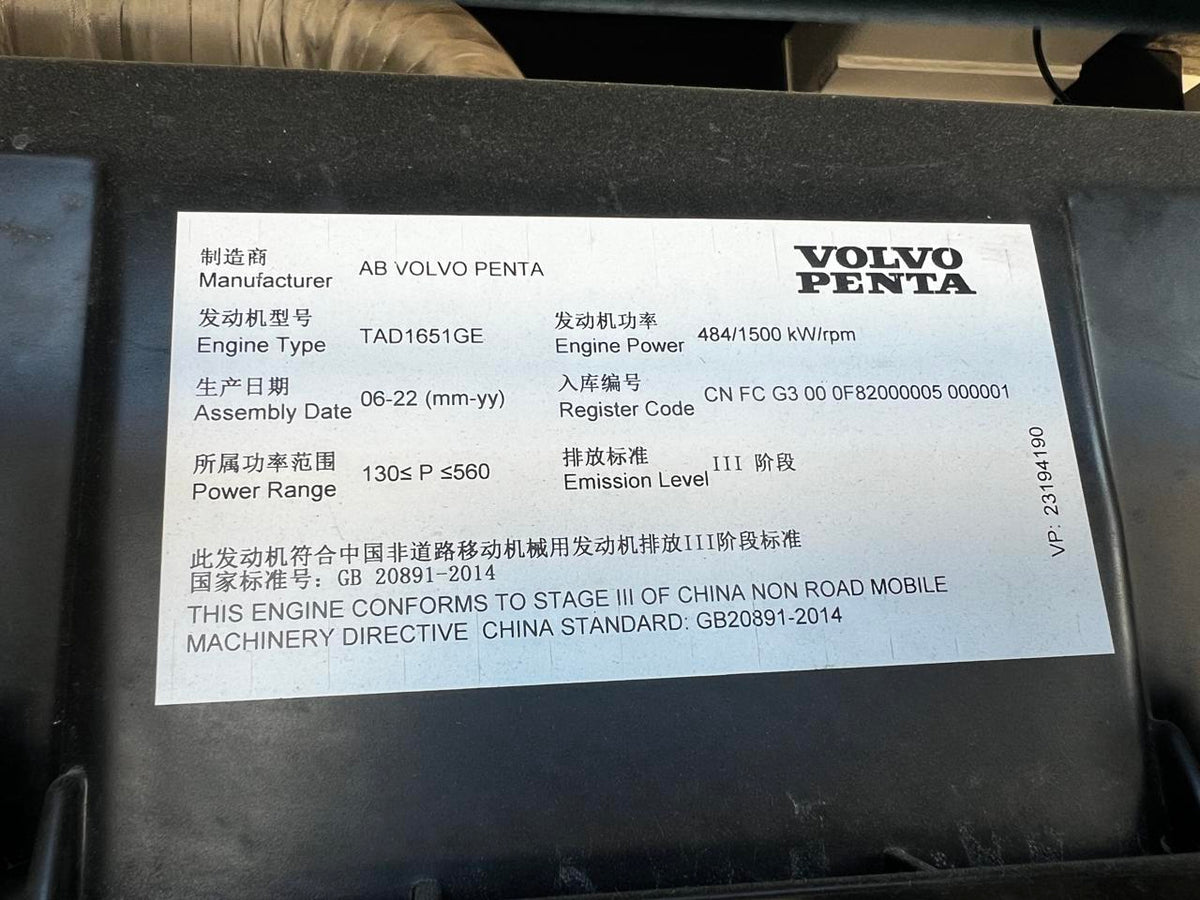 500 kW Unused Surplus Stamford, Volvo Penta Genset, Enclosed, Sound Attenuated with Base Fuel Tank, Year – 2022, US EPA Tier 2 Pre Emission Engine