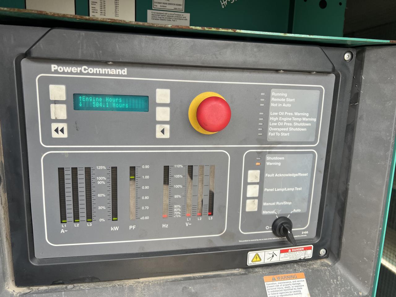 500 kW Cummins/Onan Gen Set, with Enclosure and Base Fuel Tank, Year – 2010, 504 Hours, US EPA Tier 2 Flex Engine Transmission