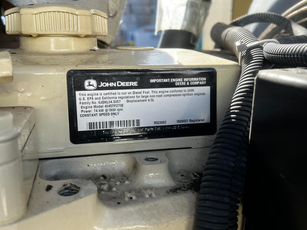 60 kW Kohler Generator, John Deere Engine, Year – 2006, 681 Hours
