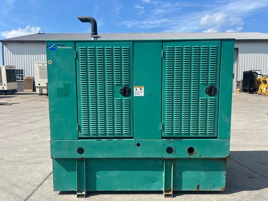 60 kW Cummins/Onan GenSet, with Enclosure and Base Fuel Tank, 3.9 Liter Cummins Diesel Engine, Year – 2002, 725 Hours