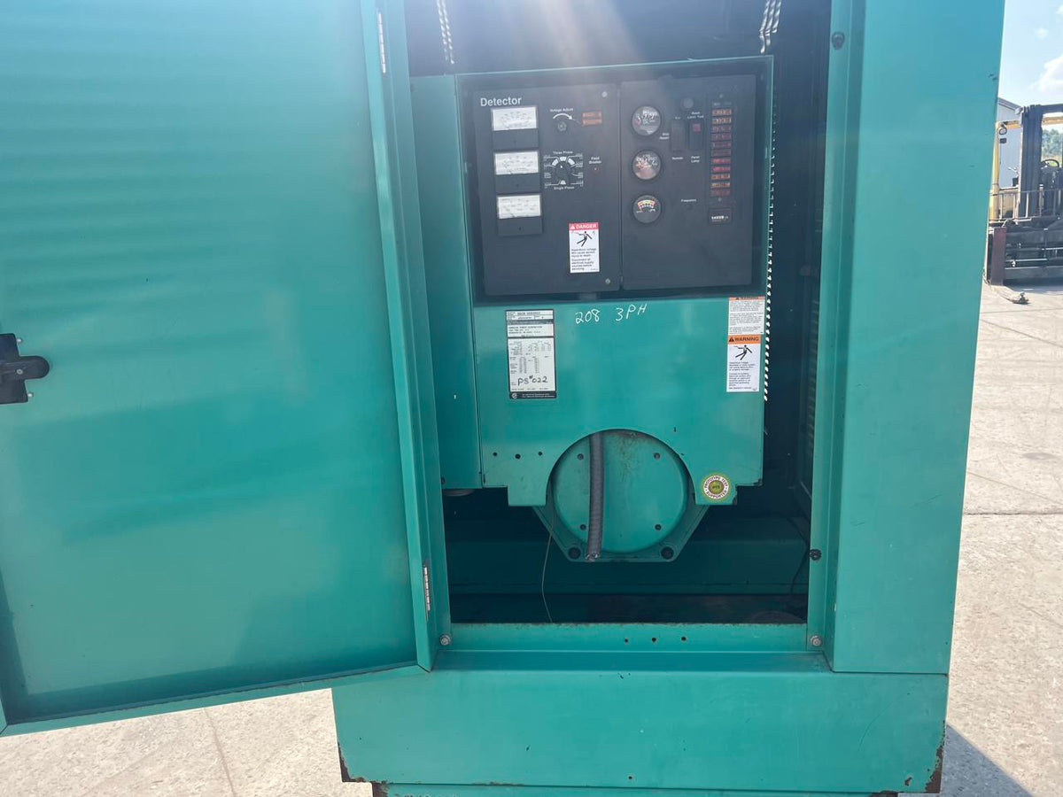60 kW Cummins/Onan GenSet, with Enclosure and Base Fuel Tank, 3.9 Liter Cummins Diesel Engine, Year – 2002, 725 Hours