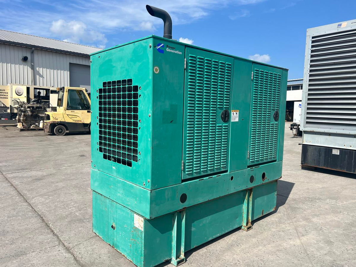 60 kW Cummins/Onan GenSet, with Enclosure and Base Fuel Tank, 3.9 Liter Cummins Diesel Engine, Year – 2002, 725 Hours