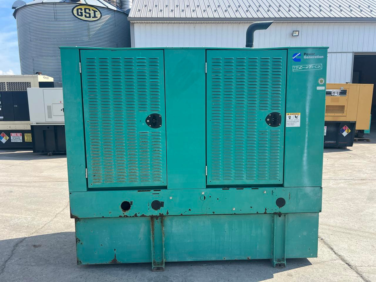 60 kW Cummins/Onan GenSet, with Enclosure and Base Fuel Tank, 3.9 Liter Cummins Diesel Engine, Year – 2002, 725 Hours