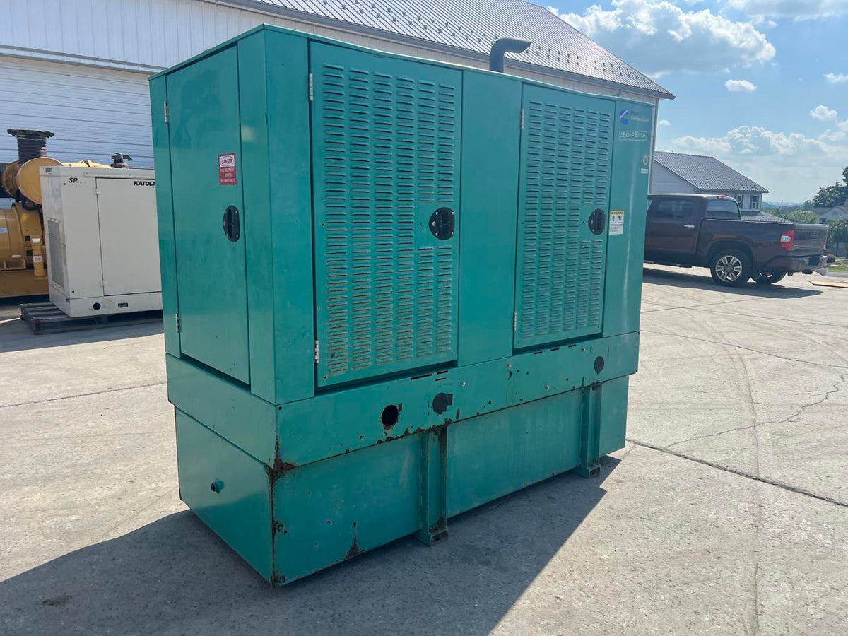 60 kW Cummins/Onan GenSet, with Enclosure and Base Fuel Tank, 3.9 Liter Cummins Diesel Engine, Year – 2002, 725 Hours