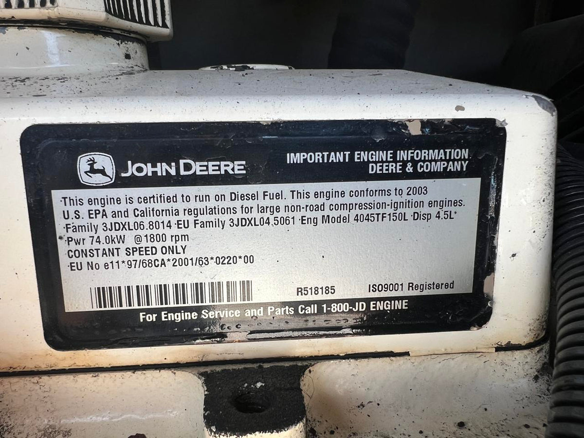 60 kW Marathon Generator, 4.5 Liter John Deere Engine, Year – 2003, 6381 Hours