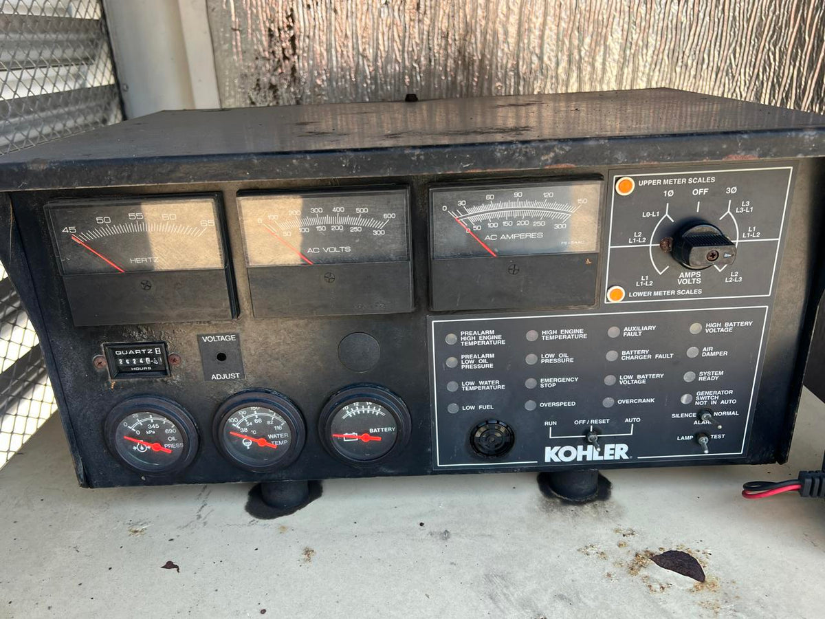 60 kW Kohler Generator, with Enclosure 4.5 Liter Mechancial John Deere Engine, Year – 2003, 2624 Hours