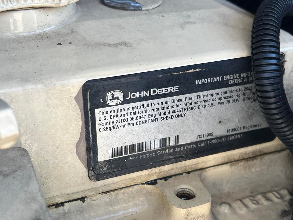 60 kW Kohler Generator, with Enclosure 4.5 Liter Mechancial John Deere Engine, Year – 2003, 2624 Hours