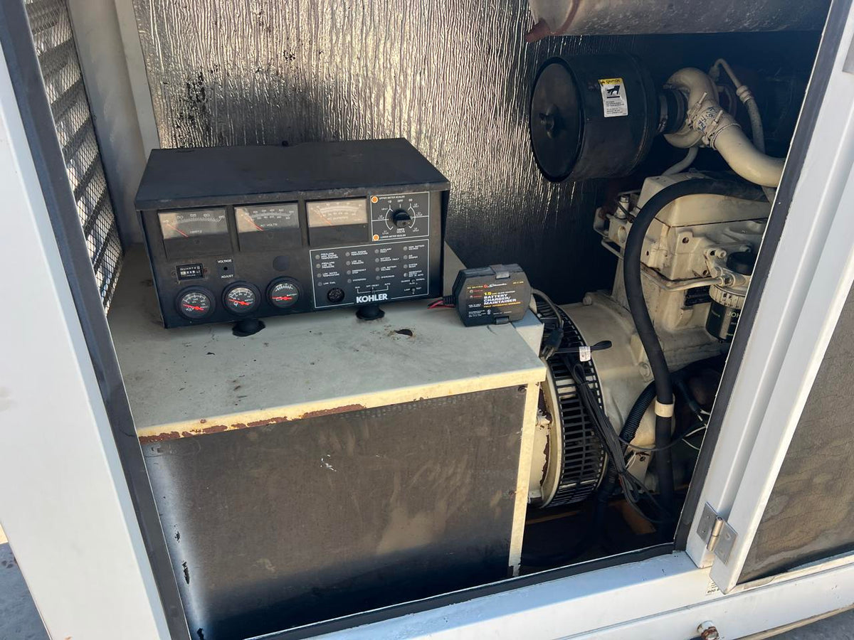 60 kW Kohler Generator, with Enclosure 4.5 Liter Mechancial John Deere Engine, Year – 2003, 2624 Hours