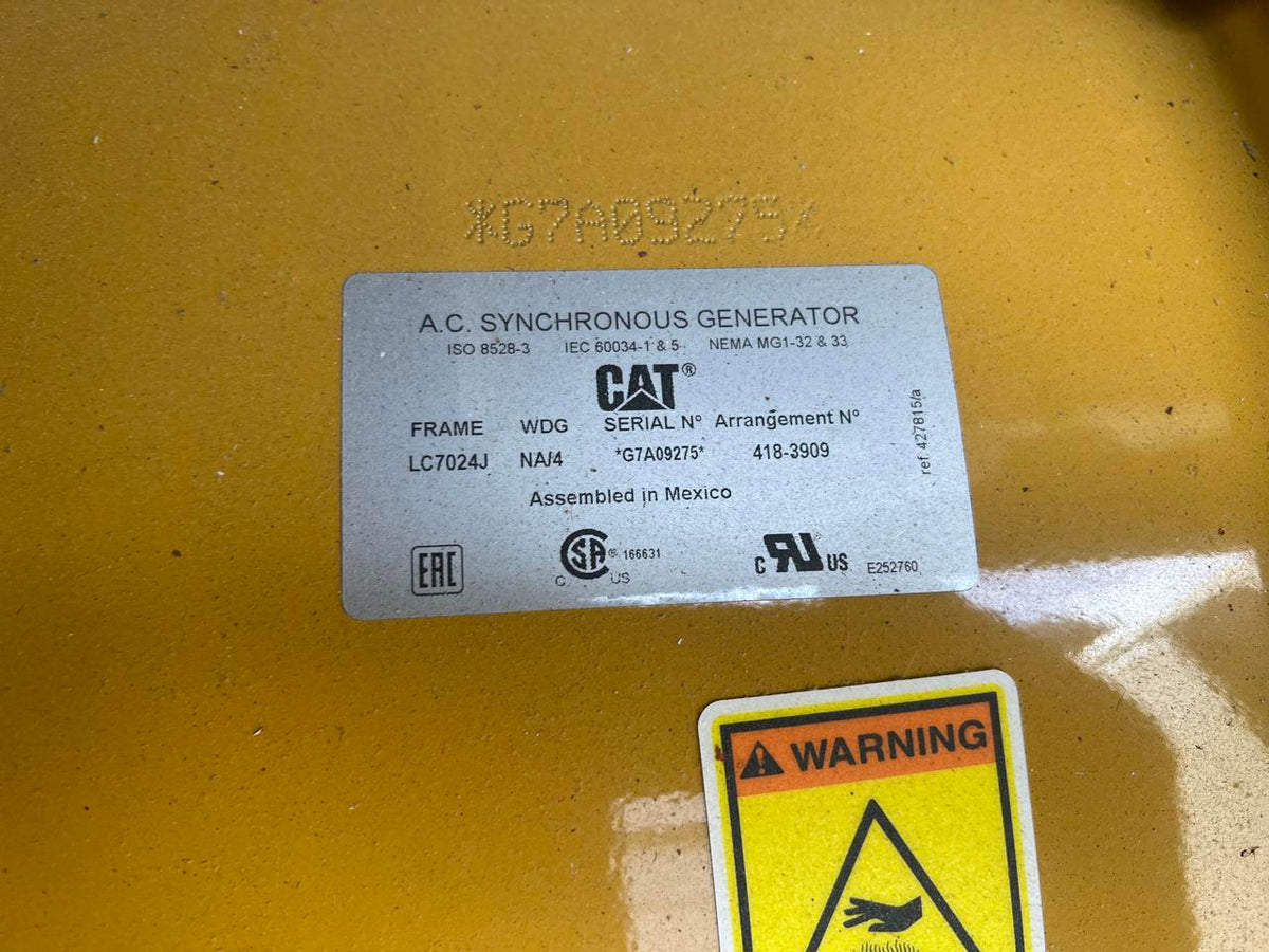 600 kW C 18 New Caterpillar Gen Set, Sound Attenuated with Enclosure and Base Fuel Tank, Year – 2024, Full CAT Warranty