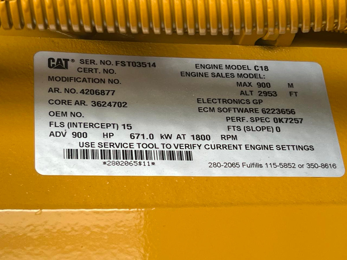 600 kW C 18 New Caterpillar Gen Set, Sound Attenuated with Enclosure and Base Fuel Tank, Year – 2024, Full CAT Warranty