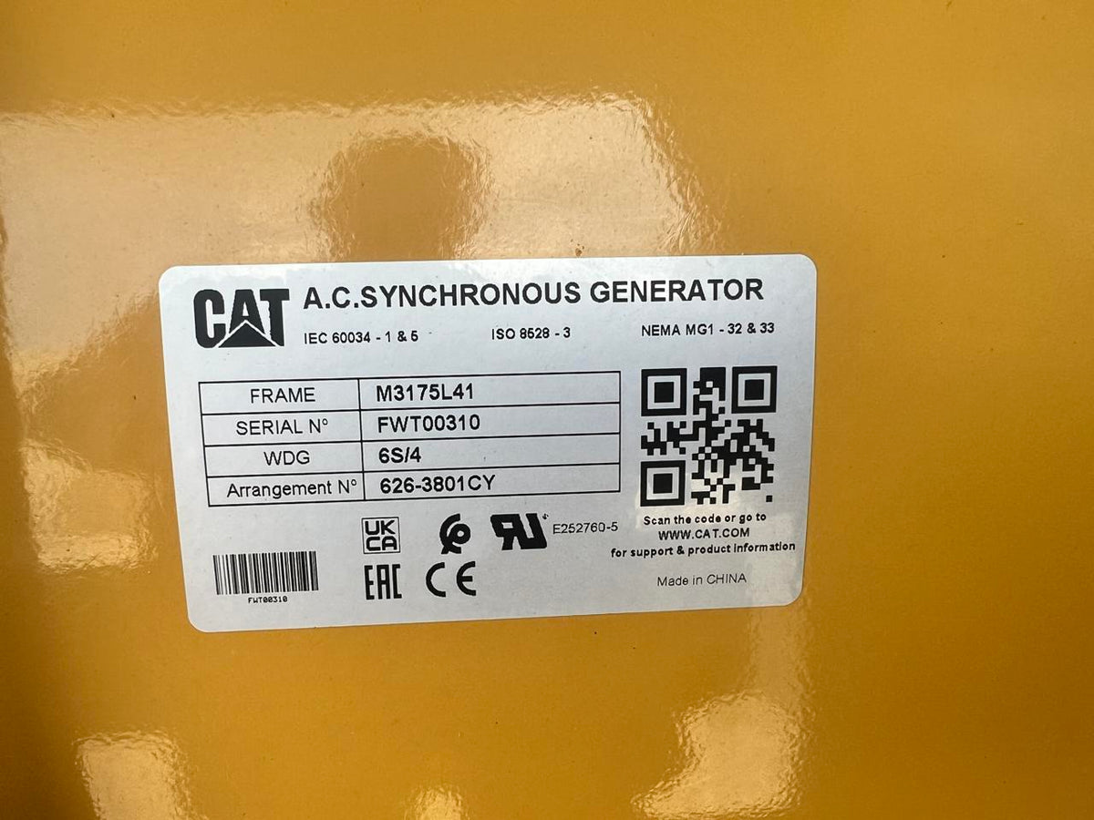 600 kW CAT New Surplus Gen Set with Sound Attenuated Enclosure Year 2023 DSLP1266