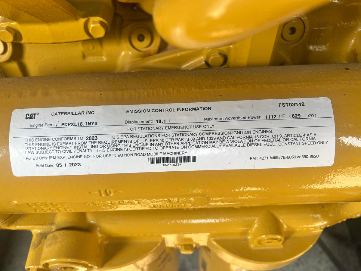 600 kW CAT New Surplus Gen Set with Sound Attenuated Enclosure Year 2023 DSLP1266
