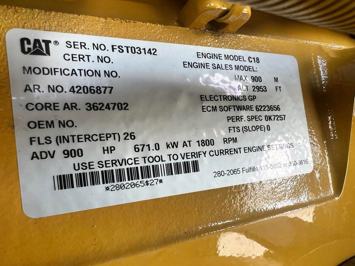 600 kW CAT New Surplus Gen Set with Sound Attenuated Enclosure Year 2023 DSLP1266