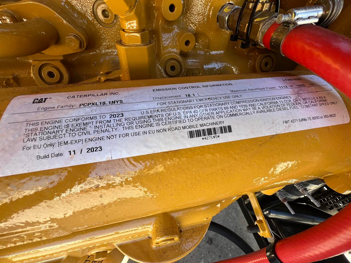 750 kW C18 CAT GenSet, with new factory warranty, Year – 2023, Open Skid