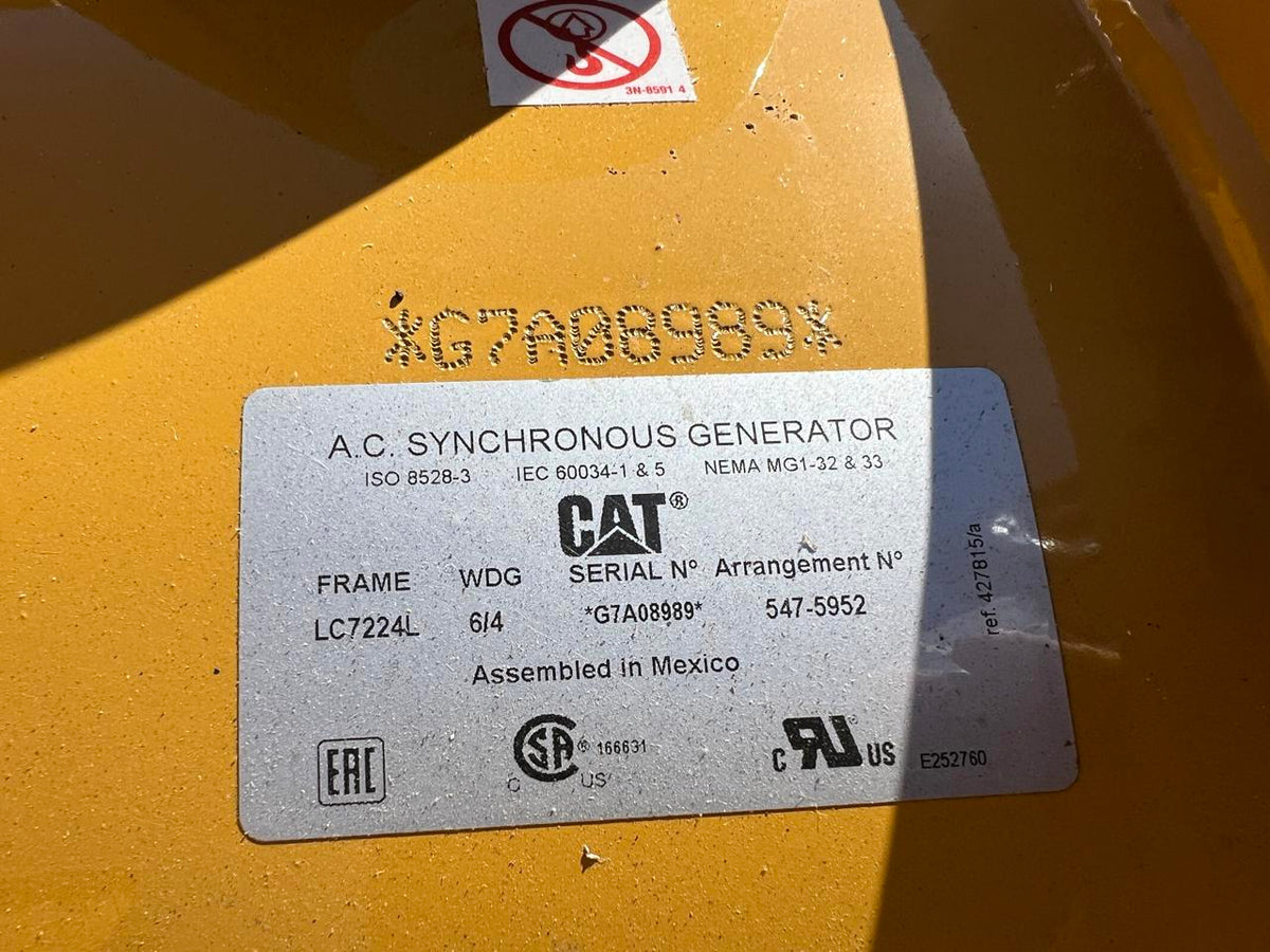 750 kW C18 CAT GenSet, with new factory warranty, Year – 2023, Open Skid