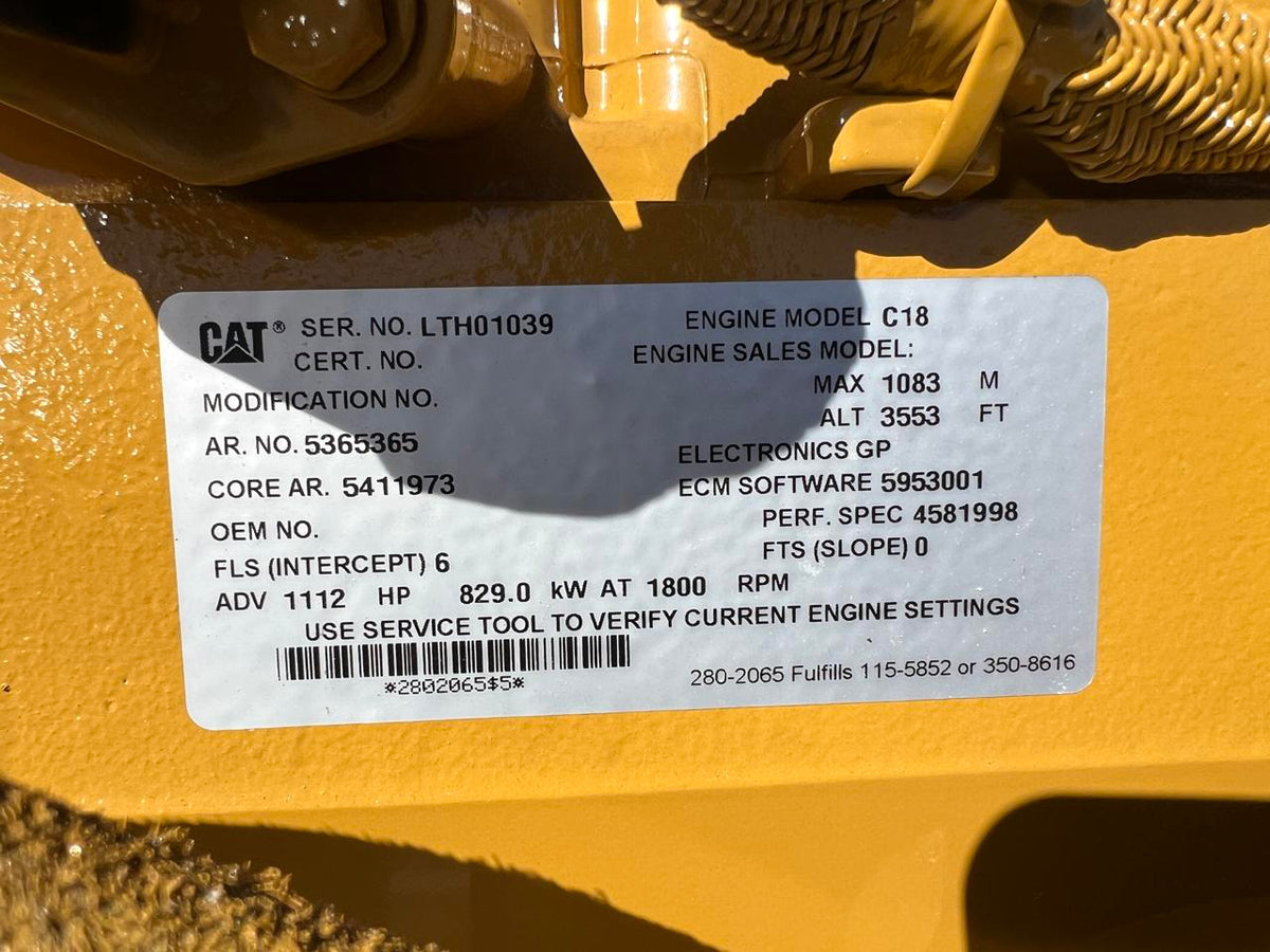 750 kW C18 CAT GenSet, with new factory warranty, Year – 2023, Open Skid