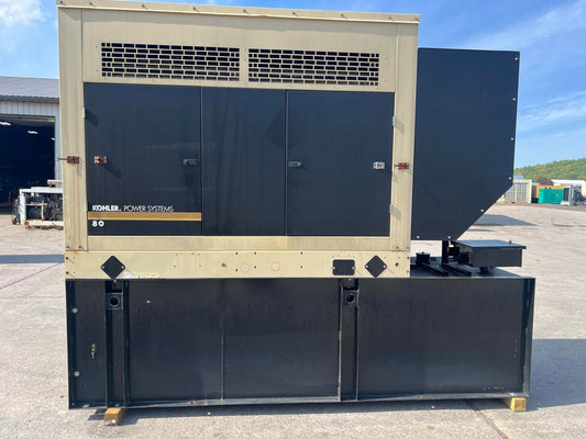 80 kW Kohler Generator, with Sound Enclosure and Base Fuel Tank 4.5L John Deere Engine, Year – 2007, 643 Hours, US EPA Tier 3 Pre Emissions Engine