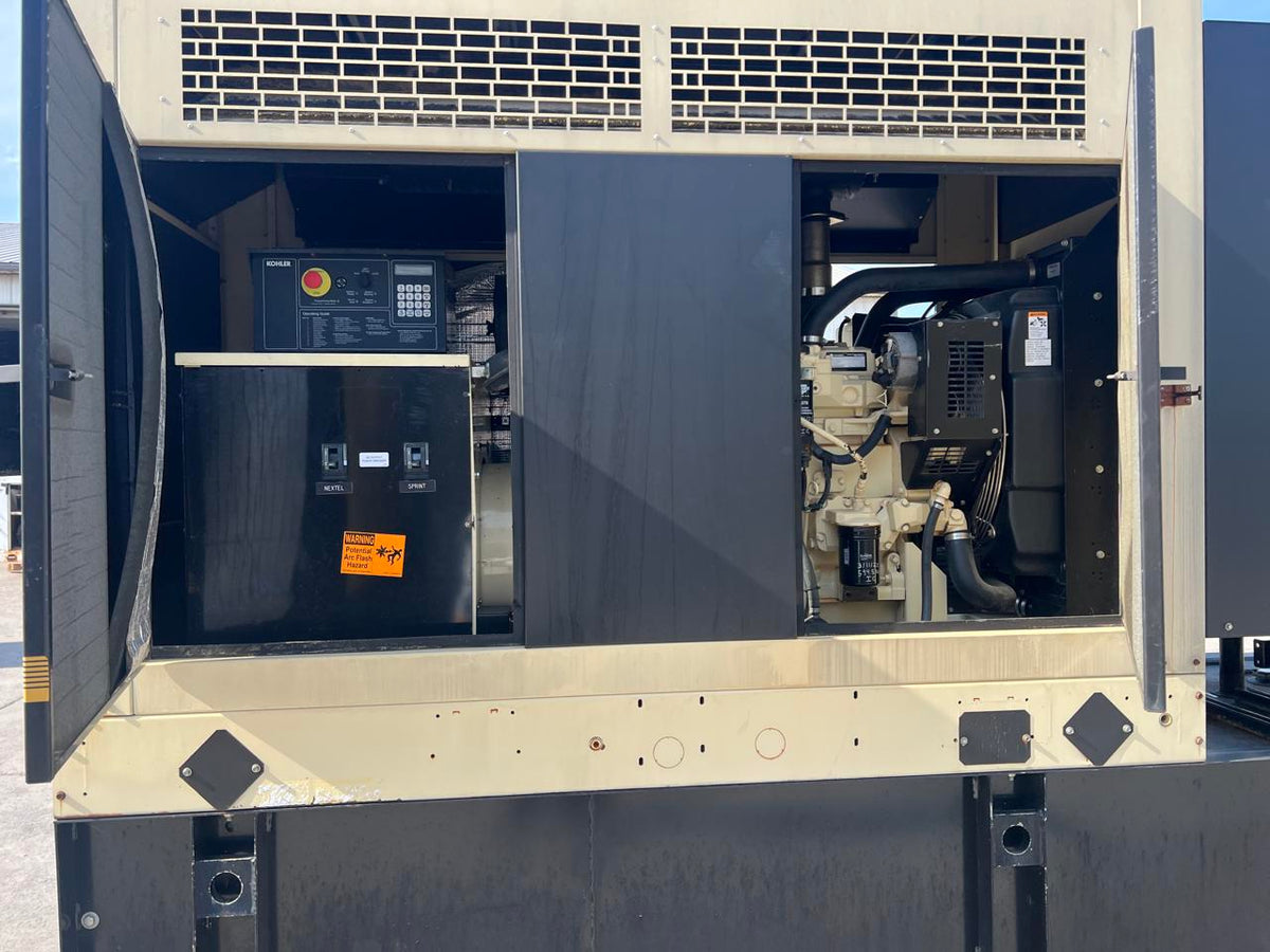 80 kW Kohler Generator, with Sound Enclosure and Base Fuel Tank 4.5L John Deere Engine, Year – 2007, 643 Hours, US EPA Tier 3 Pre Emissions Engine