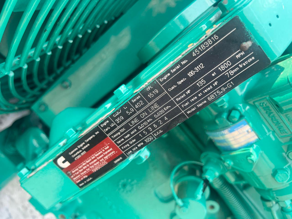 80 kW Cummins/Onan Generator, 5.9 Liter Cummins Engine, Open Skid, Year – 1995, 668 Hours