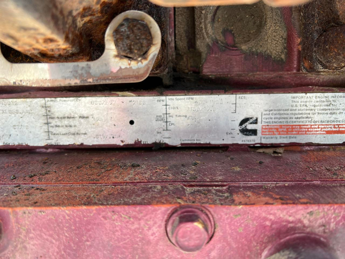 QSK 19 Cummins Engine Year 2010 13803 Hour Running Takeout of Pump Unit DSLP1278