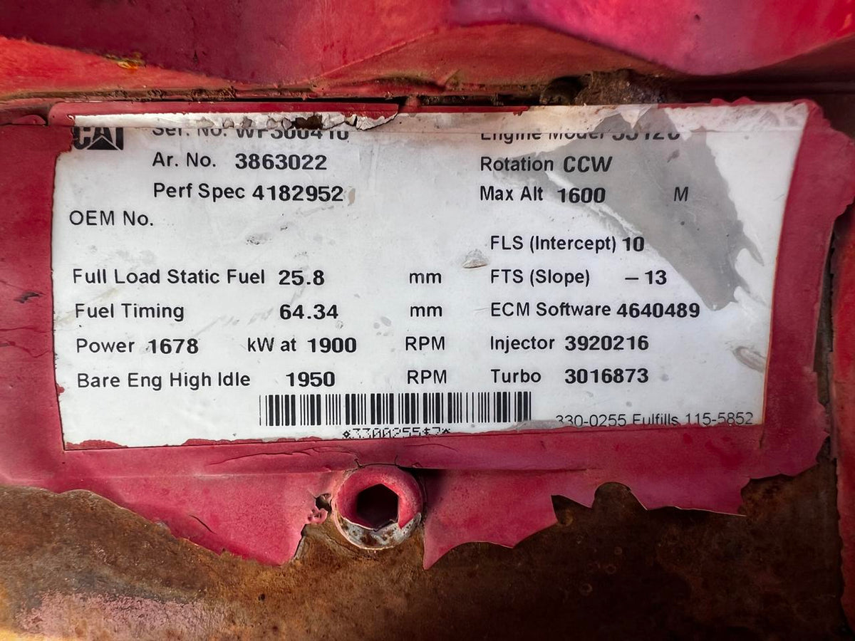 3512C Caterpillar Industrial Frack Spec Engine 2250 HP US EPA Tier 3 Pre Emissions Year  2014 DSLP1284