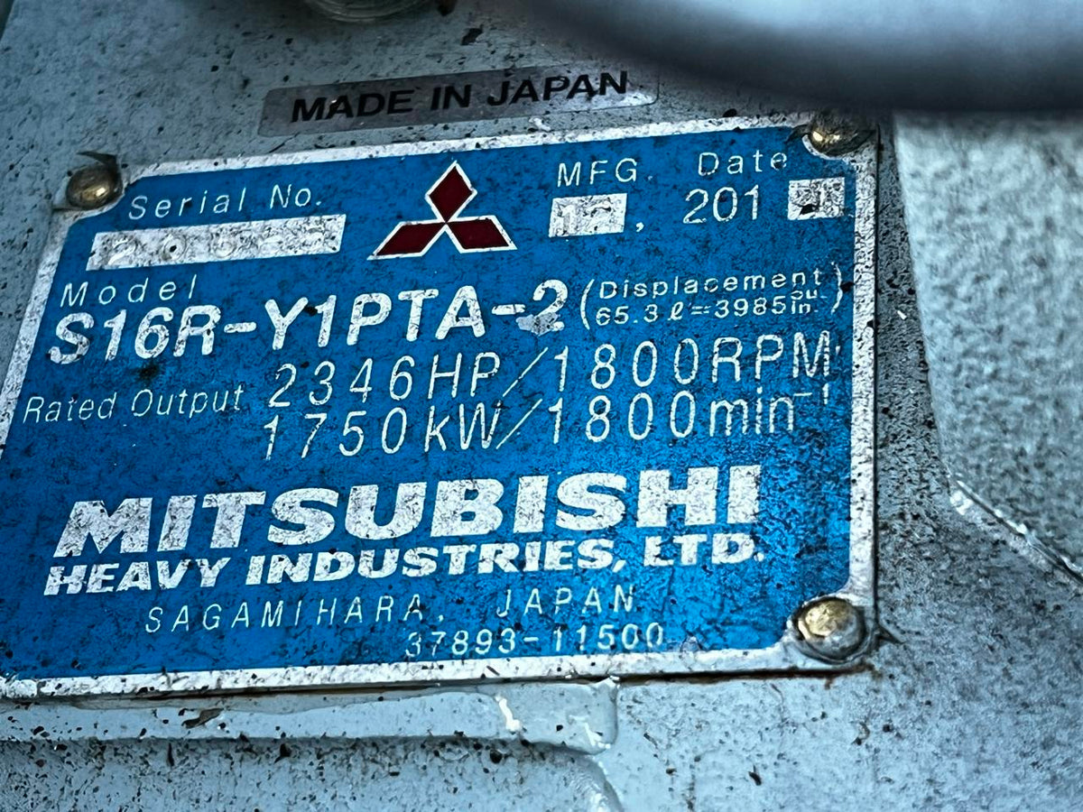 S16R Mitsubishi Diesel Engine with less than 500 hours since New.  Taken out of a data center Backup Generator US EPA Tier 2 Pre Emissions Year  2014 DSLP1290