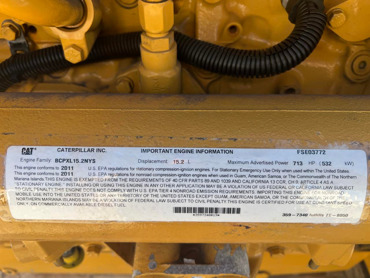 C15 CAT Industrial Powerunit with Radiator Year  2011 5030 Hours 600 HP @ 1800 RPM US EPA Tier 3 Pre  Emission Engine DSLP1308