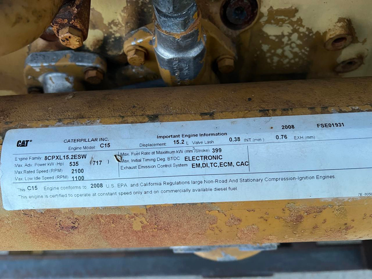 C15 CAT Industrial Engine Power Unit with Radiator 619 HP at 1800 RPM  Year  2008 7687 Hours US EPA Tier 3 Pre Emission Engine DSLP1309
