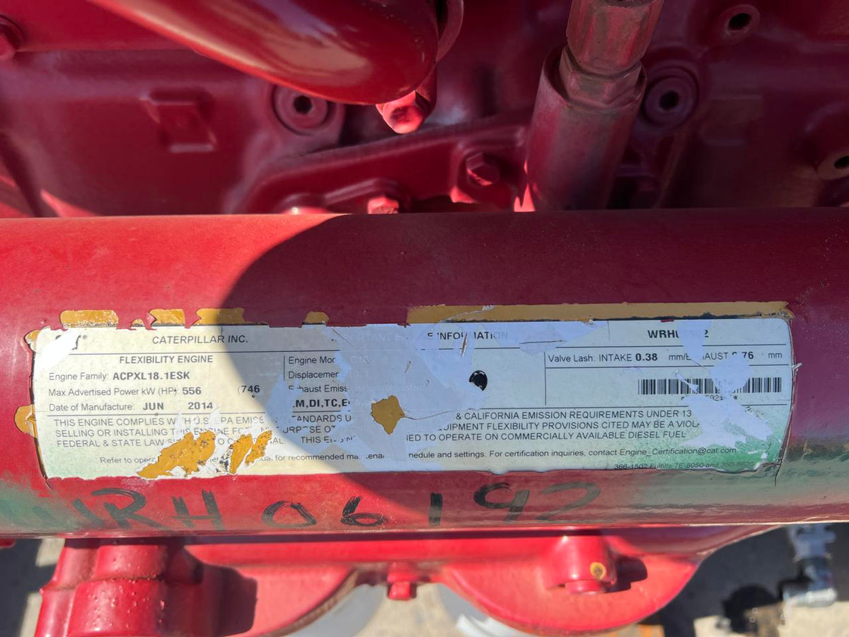 C18 Caterpillar 630 HP Diesel Industrial Engine Year  2014 US EPA Tier 3 Pre Emission DSLP1326