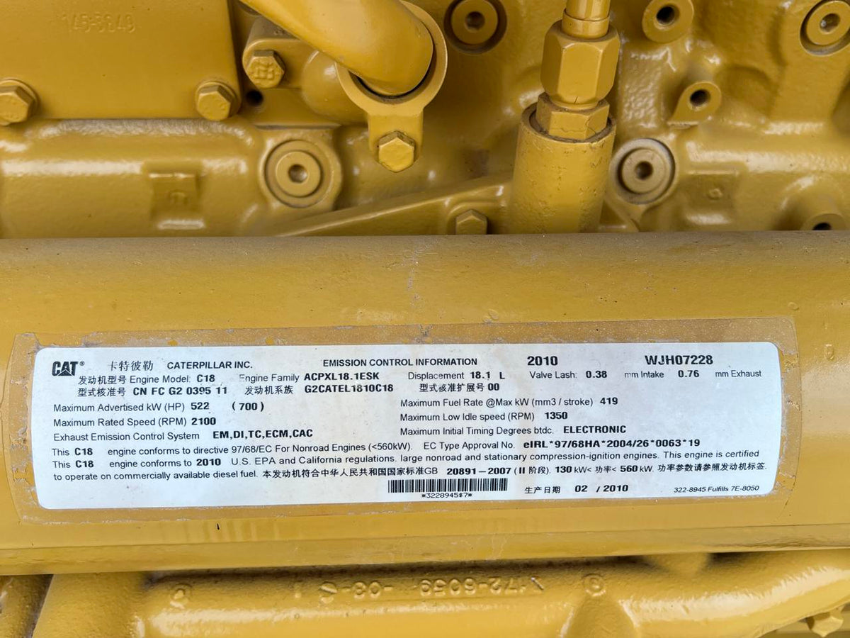 C18 CAT Industrial Engine New Surplus Year  2010 3 Hours Power Unit with Rad and Controller 630 HP Pre Emission Engine DSLP1338