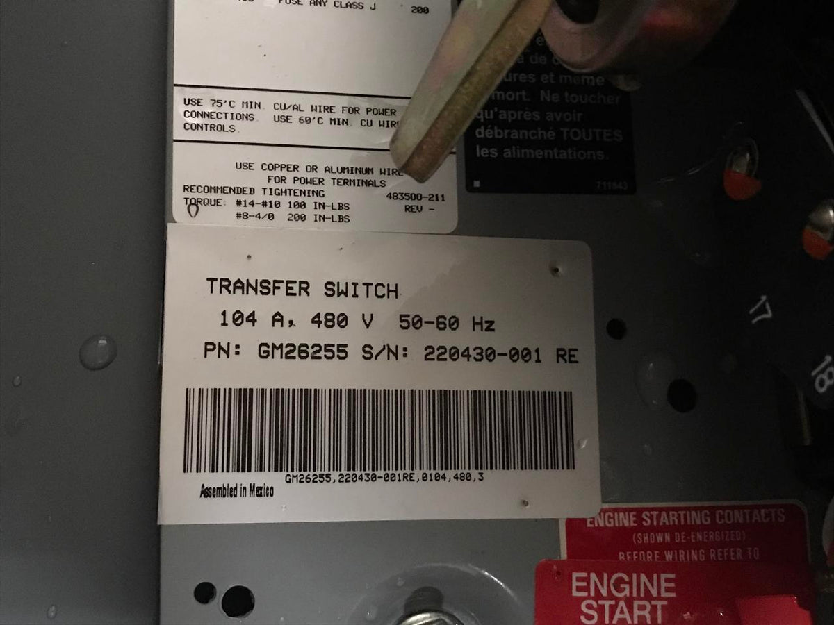 Spectrum/Detroit Diesel 70 Amp Transfer Switch, Year 2003
