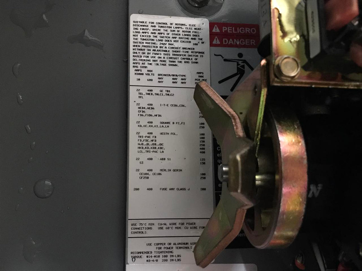 Spectrum/Detroit Diesel 70 Amp Transfer Switch, Year 2003