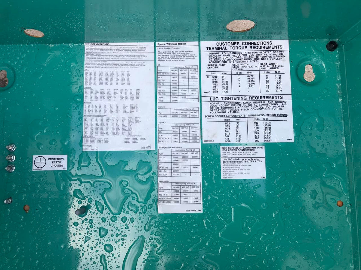 Cummins 260 Amp Transfer Switch, Year 2010, NEMA 1